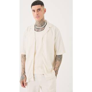 Mens Tall Linen Drop Revere Shirt In Natural