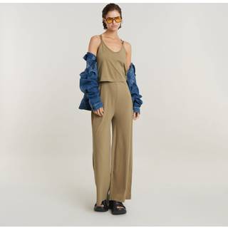 Spaghetti Strap Loose Jumpsuit - Brown - Women