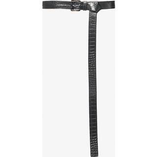 MK Jodi Crocodile Embossed Leather Belt - Black - Michael Kors - S