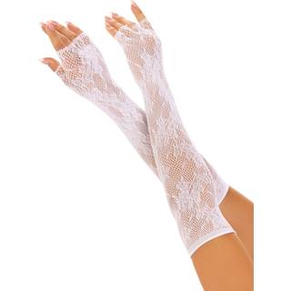 Leg Avenue Floral Net Fingerless Gloves 2034 White