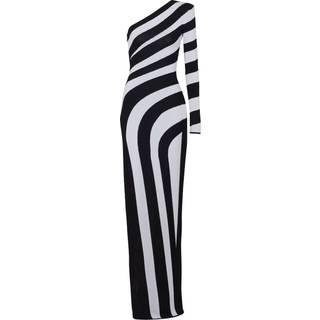Balmain Asymmetric striped gown - white - XXXL