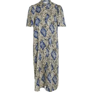 VILA dame kjole VIJONA - Cloud Dancer SNAKE BLUE PRINT - 38
