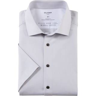 OLYMP Herren Kurzarmhemd beige,blau gestreift