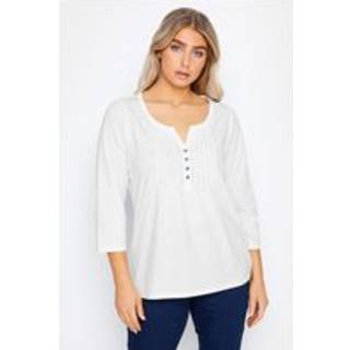 M & Co M & Co Natural 100% Cotton Plain Henley Top