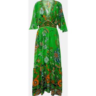 Camilla Embellished floral silk maxi dress - green - S
