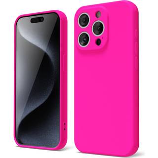 Oakxco til iPhone 15 Pro Phone Case Liquid Silicone Neon Light Solid Color Thin Slim Soft Rubber Gel Matte tpu almindelig simpel dækning til kvin
