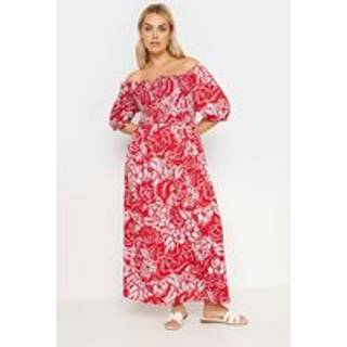 Yours Curve Yours Curve Red Maxi Shirred Square Neck Dress