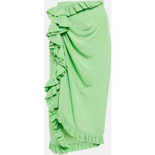 Dries Van Noten Ruffle-trimmed crÃªpe midi skirt - green - XXS