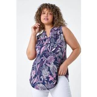 Roman Roman Pink Curve Textured Floral Print V-Neck Blouse