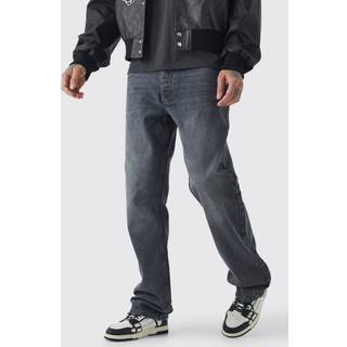 Mens Mid Grey Tall Relaxed Rigid Jeans