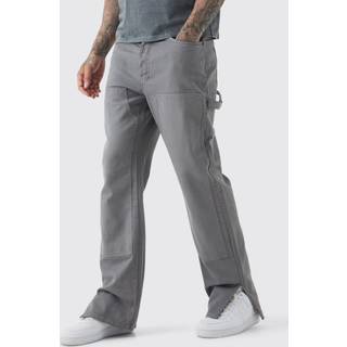 Mens Tall Relaxed Overdye Carpenter Split Hem Trouser In Charcoal