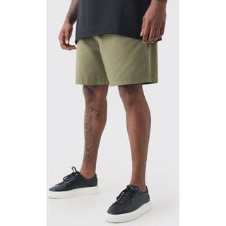 Mens Plus Fixed Waist Khaki Relaxed Fit Short Shorts