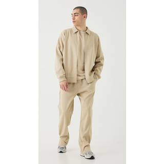Mens Stone Oversized Boxy Heavyweight Ribbed Harrington Set