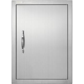 VEVOR 16W x 22H tommer Rustfrit stål Udendørs køkkenadgangsdør – Planmonteret lodret vægdør med håndtag til BBQ-øen