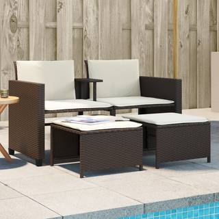 2-personers have-sofa med opbevaring og puder brun poly-rattan