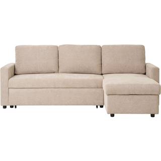 Belfast chaiselong sovesofa med opbevaring, mørk sand, natur ben
