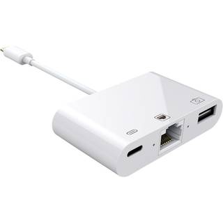 iPhone/iPad switch fra lightning til Ethernet + USB + Lightning