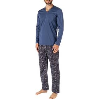 Novila Herren Pyjama blau Baumwolle & Mix Gemustert