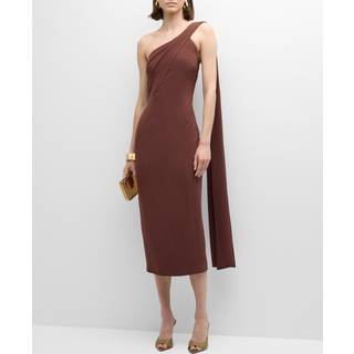 Roland Mouret Asymmetric cady midi dress - brown - XXS