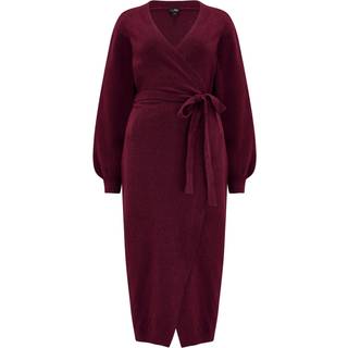 Pour Moi Pour Moi Burgundy Red Elle Knit Midi Wrap Dress - EU 38 (UK 10)