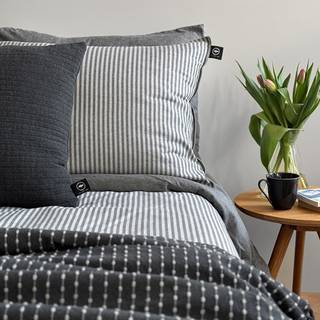 Recycled By Wille Elias Sengesæt 150x210 Cm Lysegråt / - Sengetøj Genanvendt Bomuld Sort - 67358