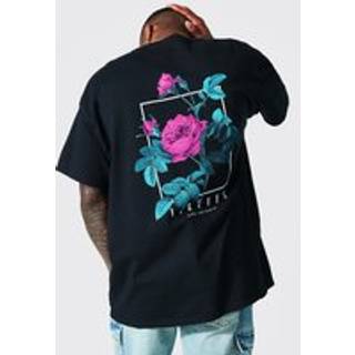 Mens Black Oversized Virtues Graphic T-shirt