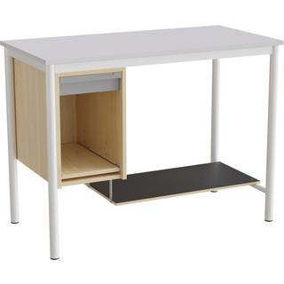 Sybord 133, 1200x600 mm H900 mm, grå laminat, hvid stel