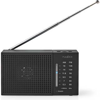 Nedis - FM-radio | Bærbart design | AM / FM | Batteri | Analog | 1.5 W | Sort hvid skærm | Hovedtelefonudgang | IP20 | Sort - RDFM1200BK