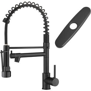 AIMADI Sort køkkenhane med udtrækning af sprøjte kommercielt enkelthåndtag højt tryk køkken vandhaner sort med dækplade