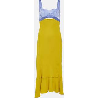 Victoria Beckham Paneled satin and cady midi dress - yellow - L