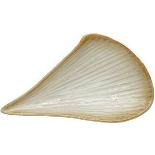 Bloomingville stent?j plisseret reaktiv glasurcreme farve (hver enkelt vil variere) plade 11 """" L x 6 """" W x 2 """" H White