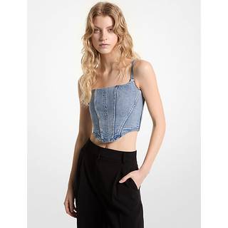 MK Stretch Denim Bustier Top - Blue - Michael Kors - EU 42