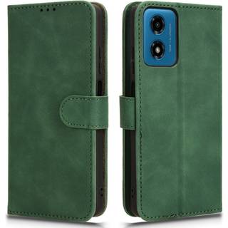SKALO Motorola Moto G04 Matt PU-læderpungetui - Grøn
