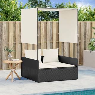 Solseng Med Tag Og Gardiner Polyrattan Beige - Sort