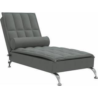 chaiselong med massage og pude stof mørkegrå