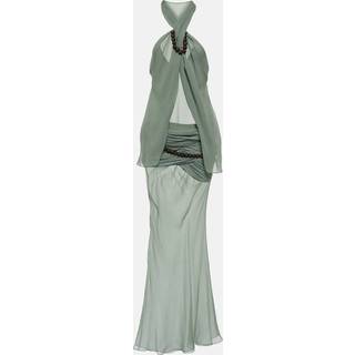 Christopher Esber Beaded draped silk maxi dress - green - XS
