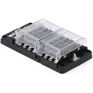 Sikringsholder Egis Mobile Electric RT Fuse Block 12 Circuit w/Ground, til 12 fladstiftsikringer, med jordklemrække og LED-diode, M4 + M5, 36 V DC