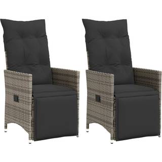 Havestol Med Hynder Justerbart Ryglæn Polyrattan - 2 / Grå / Med fodskammel