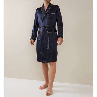 Zimmerli Herren Hausmantel blau Seide Gemustert,unifarben