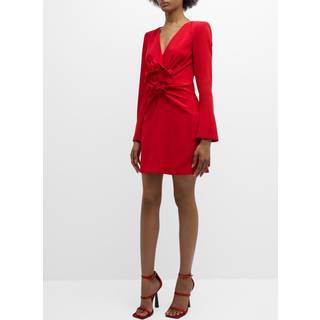 Roland Mouret Floral-appliqué draped cady minidress - red - XS