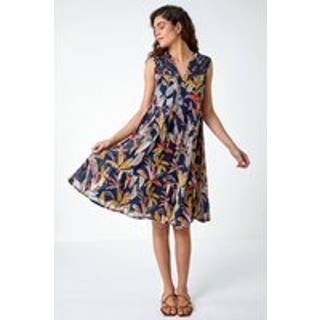 Roman Roman 100% Bomuld Tropical Lace Detail Tiered Kjole - EU 46 (UK 18)