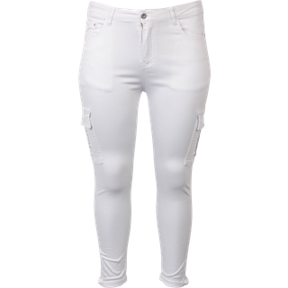 BS Jeans Dame Cargobukser Plus Size - Hvid - 48