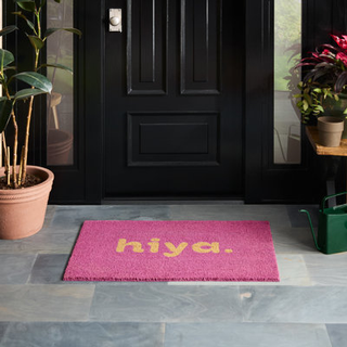 Town & Country Terra Hiya malede velkomstdørmåtter Natural Coir Heavyweight Nuslips Entryway Mat Purple 18 """" X30 """"