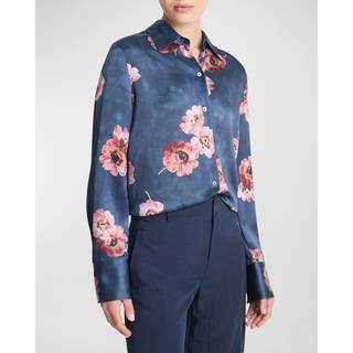 Vince Floral silk shirt - blue - XS