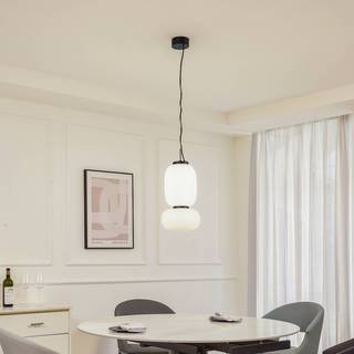Lucande LED-pendel Lucya, 2-lys, glas, hvid, 43 cm