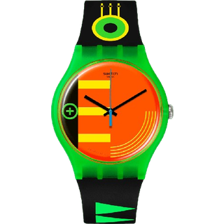 Swatch Neon Rider Multicolour Dial Black Silicone Strap Unisex Watch SO29G106