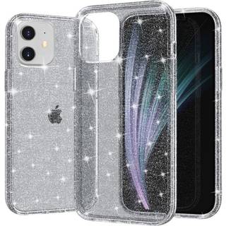 iPhone 12 Mini Hybrid Plastik Bagside Cover m. Glimmer - Gennemsigtig / Grå