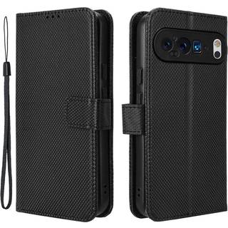 EIDERWOOD Google Pixel 9 / 9 Pro Læder Flip Cover m. Strop & Tekstur - Sort