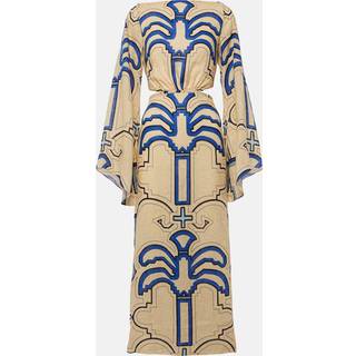 Johanna Ortiz Linen midi dress - yellow - M