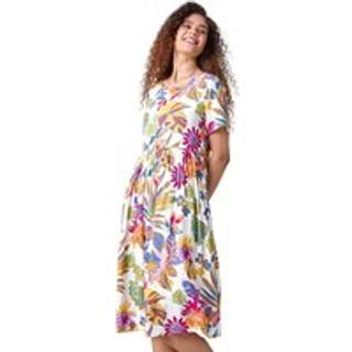 Roman Blomster Tryk Cotton Midi Kjole40